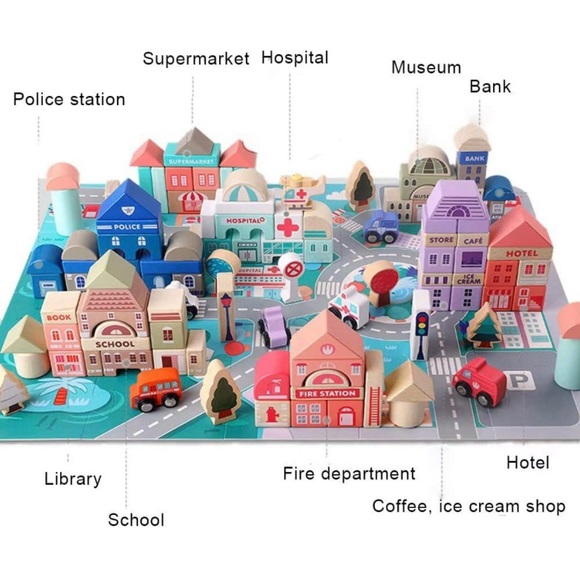 Brand new (sealed) Montessori 115 piece city building wooden block - Picture 7 of 8